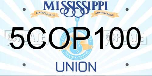 5COP100 Mississippi License Plate