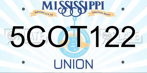 5COT122 Mississippi License Plate