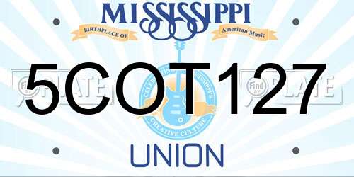 5COT127 Mississippi License Plate