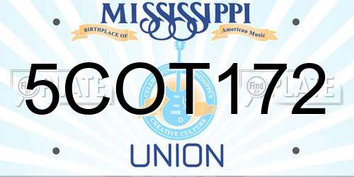 5COT172 Mississippi License Plate