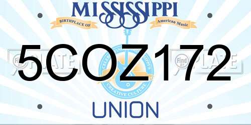 5COZ172 Mississippi License Plate