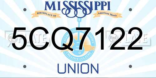 5CQ7122 Mississippi License Plate