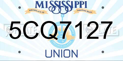 5CQ7127 Mississippi License Plate