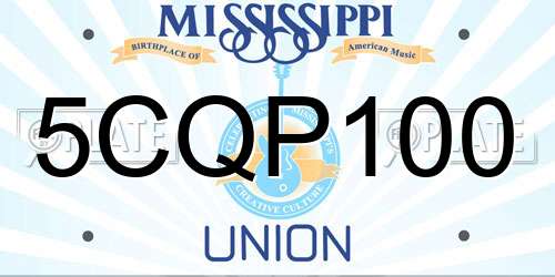 5CQP100 Mississippi License Plate