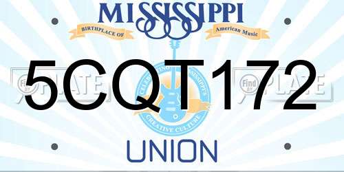 5CQT172 Mississippi License Plate