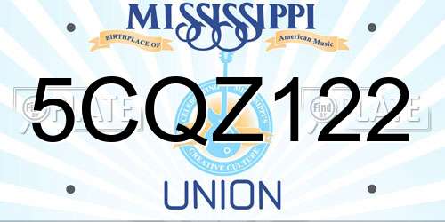 5CQZ122 Mississippi License Plate