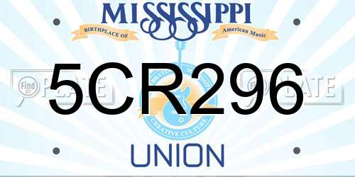 5CR296 Mississippi License Plate
