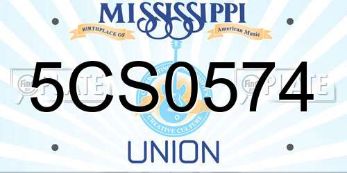 5CS0574 Mississippi License Plate