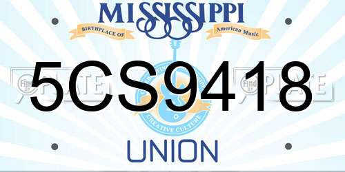5CS9418 Mississippi License Plate