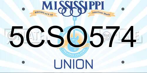 5CSO574 Mississippi License Plate