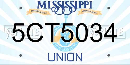5CT5034 Mississippi License Plate