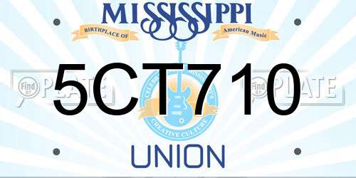 5CT710 Mississippi License Plate