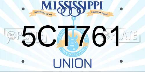5CT761 Mississippi License Plate