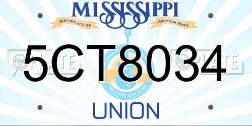 5CT8034 Mississippi License Plate