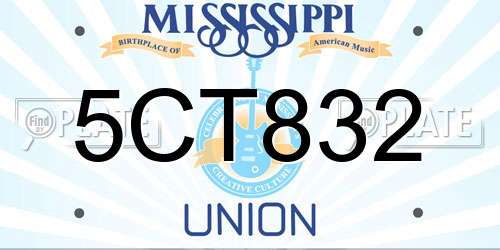 5CT832 Mississippi License Plate