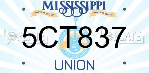 5CT837 Mississippi License Plate