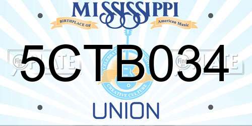 5CTB034 Mississippi License Plate