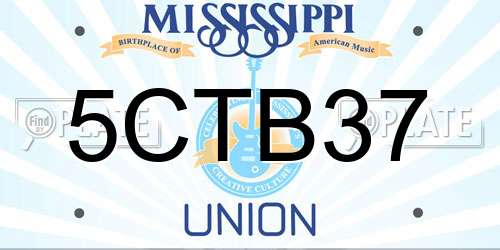 5CTB37 Mississippi License Plate