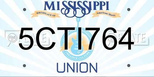 5CTI764 Mississippi License Plate