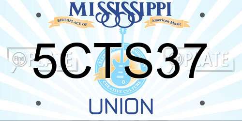 5CTS37 Mississippi License Plate
