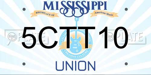 5CTT10 Mississippi License Plate