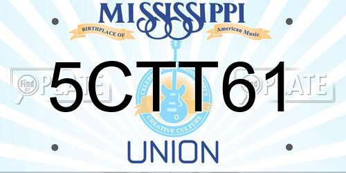 5CTT61 Mississippi License Plate