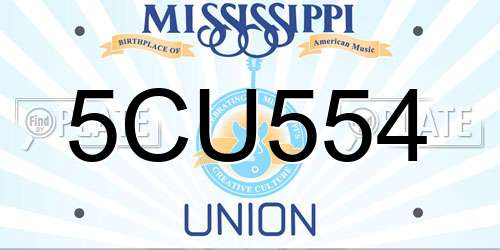 5CU554 Mississippi License Plate