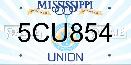 5CU854 Mississippi License Plate