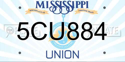 5CU884 Mississippi License Plate