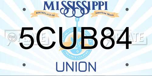 5CUB84 Mississippi License Plate