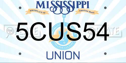 5CUS54 Mississippi License Plate