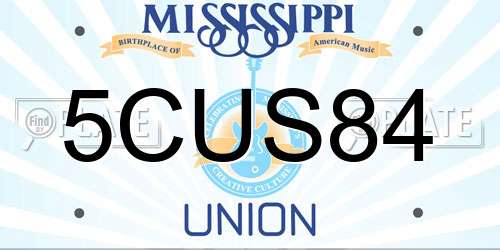 5CUS84 Mississippi License Plate