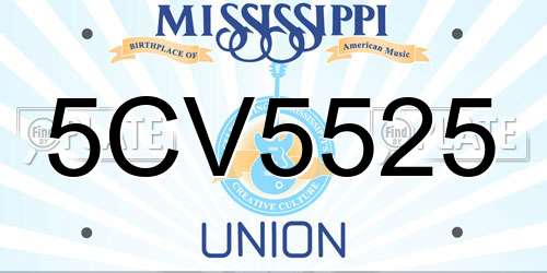 5CV5525 Mississippi License Plate