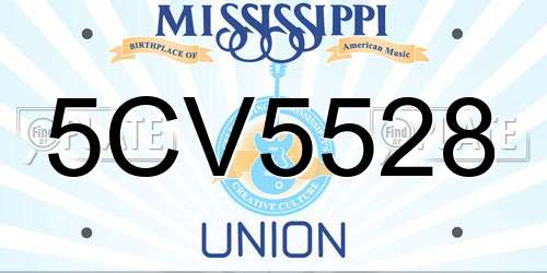 5CV5528 Mississippi License Plate