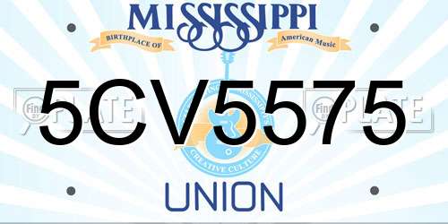 5CV5575 Mississippi License Plate