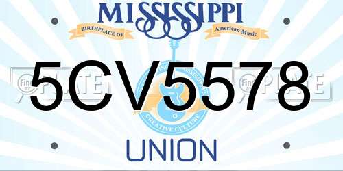 5CV5578 Mississippi License Plate
