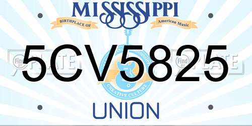 5CV5825 Mississippi License Plate