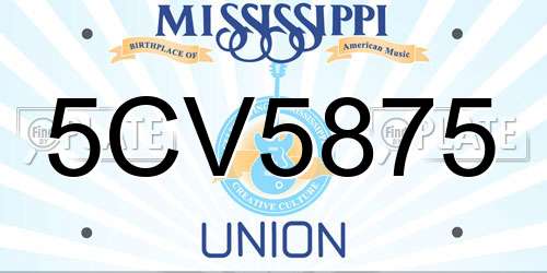 5CV5875 Mississippi License Plate