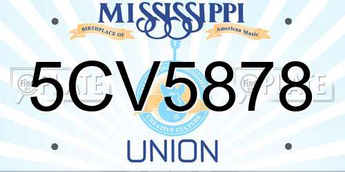 5CV5878 Mississippi License Plate