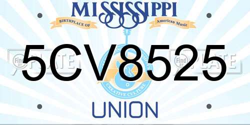 5CV8525 Mississippi License Plate
