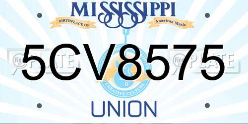 5CV8575 Mississippi License Plate