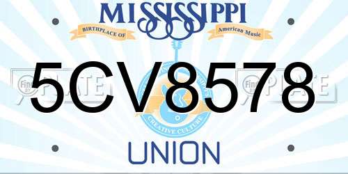 5CV8578 Mississippi License Plate