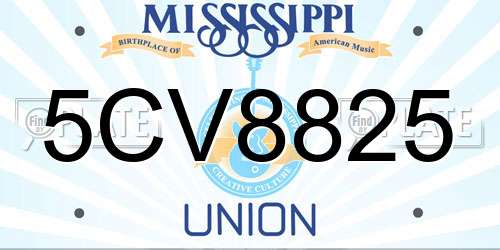 5CV8825 Mississippi License Plate