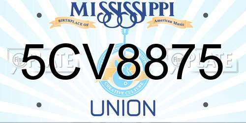 5CV8875 Mississippi License Plate