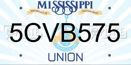 5CVB575 Mississippi License Plate