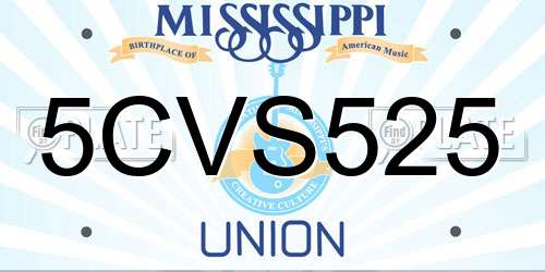 5CVS525 Mississippi License Plate