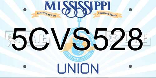 5CVS528 Mississippi License Plate