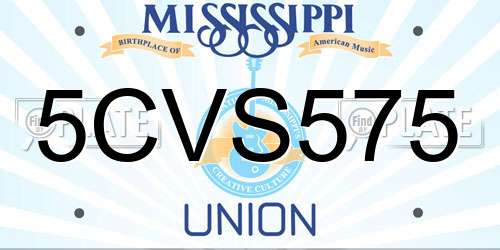 5CVS575 Mississippi License Plate