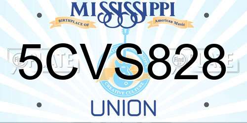 5CVS828 Mississippi License Plate