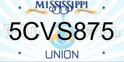 5CVS875 Mississippi License Plate